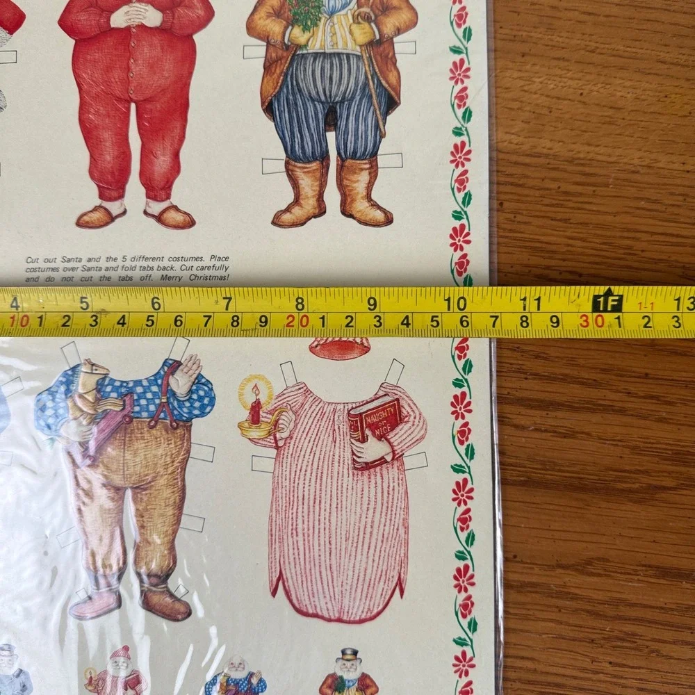 1984 Santa Costume Sheet Embossed Cut Out Vintage Christmas Craft‎ Paper Doll